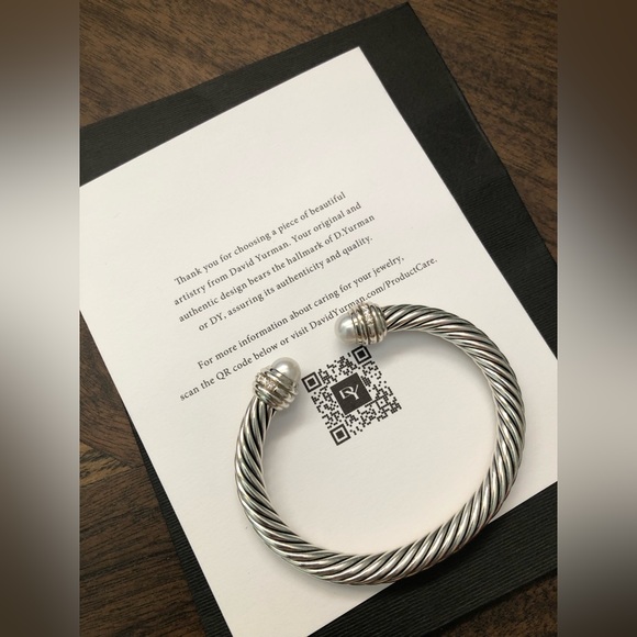 David Yurman Cable Classics Bracelet Sterling Silver, Pearls, Pavé Diamonds - Picture 8 of 9